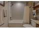 Clean bathroom with a shower/tub combo and modern fixtures at 5601 Atlanta Hwy, Rutledge, GA 30663