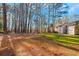 Wooded backyard with grassy area and pine trees at 4870 Twin Lakes Trl, Atlanta, GA 30360