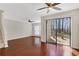 Spacious living room with hardwood floors and sliding glass doors at 4870 Twin Lakes Trl, Atlanta, GA 30360