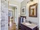 Bathroom with granite vanity and tiled shower at 3001 Hilltop Dr, Atlanta, GA 30341