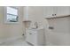 Convenient laundry room with a utility sink and white cabinets at 754 Moon Road, Lawrenceville, GA 30046