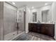 Modern bathroom with double vanity and large shower at 2540 Canning View Ave, Lawrenceville, GA 30044