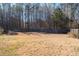 A grassy backyard surrounded by trees and a wooden fence at 101 Oliver Ct, Douglasville, GA 30134