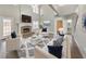 Bright living room with vaulted ceilings, fireplace, modern decor, and plush seating at 8270 Mossybrook Ln, Douglasville, GA 30135