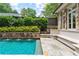 Pool and backyard featuring a stone accent wall and lush landscaping at 2522 Habersham Nw Rd, Atlanta, GA 30305