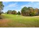 Landscaped backyard with a golf course view at 105 Fairway View Xing, Acworth, GA 30101