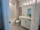 Bright bathroom featuring a shower/tub combo with white subway tile and a white vanity at 534 Sawnee Village Blvd # D65, Cumming, GA 30040