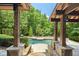 Inviting kidney-shaped pool with stone decking and lush landscaping at 1211 Grand View Se Dr, Mableton, GA 30126