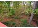 Wooded backyard with lush greenery and leaf covered ground at 4698 Norman Nw Dr, Kennesaw, GA 30144