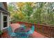 Deck with a metal table and chairs, overlooking a wooded area at 4698 Norman Nw Dr, Kennesaw, GA 30144