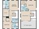 Two-story floor plan featuring 2 bedrooms, 2.5 bathrooms, and a rooftop deck at 332 Sugarview Rd # 16, Sugar Hill, GA 30518
