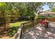 Spacious backyard with deck, patio furniture, and lush landscaping at 1441 Etowah Ne Dr, Atlanta, GA 30319