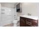 Clean bathroom with shower/tub combo, vanity, and tile floor at 3335 Pinta Way, Douglasville, GA 30135