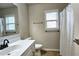 Clean bathroom with shower/tub combo, vanity, and toilet at 1265 Gallatin Way, Suwanee, GA 30024