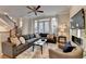 L-shaped living room with hardwood floors and fireplace at 606 Broadview Ne Ter, Atlanta, GA 30324