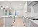 Modern kitchen with island, stainless steel appliances, and light gray cabinets at 1032 Rose Dr, Marietta, GA 30060