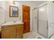 Bathroom with shower, vanity, and tiled floor at 157 Timberlost Trl, Suwanee, GA 30024
