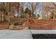 Landscaped backyard with stone fire pit and steps at 4399 Plantation Ln, Norcross, GA 30093