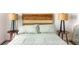 Serene bedroom with a light green duvet cover and wood headboard at 673 Windsor Sw St, Atlanta, GA 30310