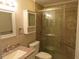 Bathroom with granite countertop and walk-in shower at 1101 Mill Pond Se Dr, Smyrna, GA 30082
