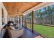Spacious porch with wooden ceiling, comfortable seating, and a view of the backyard at 3505 Moss Landing Rd, Acworth, GA 30102