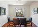 Modern dining room with large windows, contemporary lighting, and seating for four at 4086 Haverhill Dr, Atlanta, GA 30342