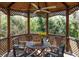 Interior view of a gazebo with a ceiling fan and nice furniture at 4086 Haverhill Dr, Atlanta, GA 30342