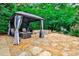 Relaxing backyard with gazebo, fire pit, and flagstone patio at 496 Longview Dr, Norcross, GA 30071