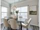 Modern dining room with dark table, light chairs, and large windows at 236 Hickory Commons Way, Canton, GA 30115