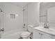 Clean bathroom with white subway tile, new vanity, and updated fixtures at 1271 Lorenzo Sw Dr, Atlanta, GA 30310