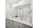 Double vanity bathroom with modern fixtures and a shower at 2044 Garvin Rd, Acworth, GA 30101