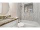 Clean bathroom with granite vanity and a shower/tub combo at 2876 Battle Forrest Dr, Decatur, GA 30034