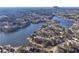 Aerial view of lakefront community and Stone Mountain at 7434 Woodruff Way, Stone Mountain, GA 30087