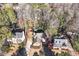 Aerial view of neighborhood with mature trees at 7434 Woodruff Way, Stone Mountain, GA 30087