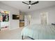 Main bedroom with large closet, ceiling fan and TV at 1358 Pavilion Se Ct, Atlanta, GA 30316