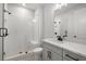 Bathroom with shower, vanity, and white tile at 2615 Yellowstone Farm Dr, Cumming, GA 30028