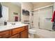 Clean bathroom with tub, shower, and updated vanity at 4851 Planters Walk, Douglasville, GA 30135
