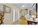 Entryway with hardwood floors, staircase, and a granite console table at 729 River Bridge Dr, Lawrenceville, GA 30046