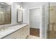 Spa-like bathroom with double vanity and walk-in shower at 4223 Deming Cir, Atlanta, GA 30342