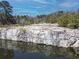 Picturesque view of the lake with a rock cliff and the water reflecting the surrounding greenery at 340 Annslee Cir, Loganville, GA 30052