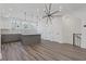 Modern kitchen with gray cabinetry, white quartz countertops, and island at 1779 Beckham Ne Pl # 58, Atlanta, GA 30324