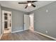 Bedroom with gray walls and access to bathroom at 1679 Hollyhock Ter, Decatur, GA 30032