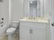 Bathroom features a white vanity with a modern sink and faucet, and a toilet at 11335 Bennett Ln, Johns Creek, GA 30097