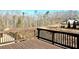 Wooden deck overlooking wooded area with a wooden railing at 416 Aristides Way, Canton, GA 30115