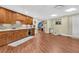 Finished basement with stylish cabinets, hardwood floors, and a sleek bar area at 511 Baxter Way, Marietta, GA 30064