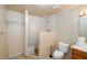Basement bathroom with walk-in shower and toilet at 3955 Three Chimneys Ln, Cumming, GA 30041