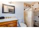 Basement bathroom with shower and vanity at 3955 Three Chimneys Ln, Cumming, GA 30041