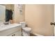 Clean bathroom with single vanity and shower/tub combo at 100 Canyons Ct, Hampton, GA 30228