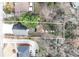 Aerial view of a property highlighting its .2 acre lot size with mature trees and convenient circular driveway at 2843 Merritt Dr, Buford, GA 30518