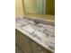 A close up of a bathroom vanity shows a marble countertop and gold fixtures at 22 Cardinal Ln, Jonesboro, GA 30238
